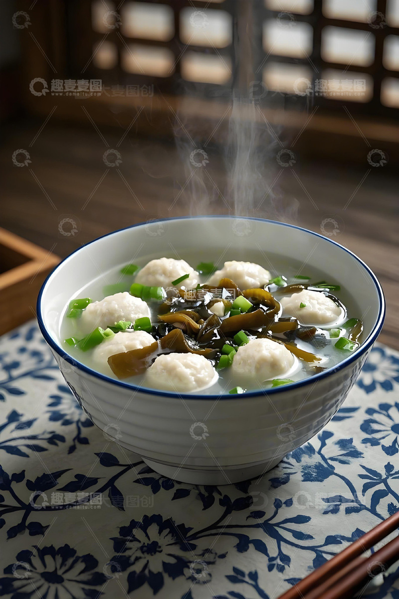 高清大图下载【趣麦麦图】紫菜丸子汤摄影图1