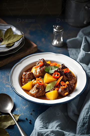 番茄土豆炖排骨摄影图8