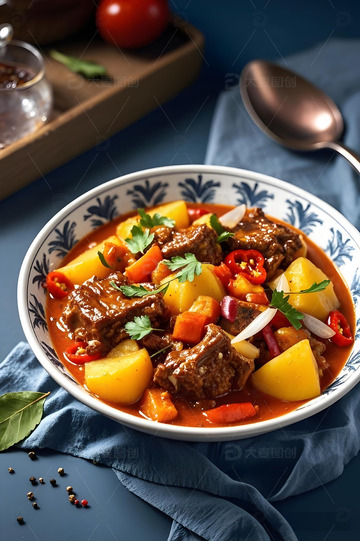 番茄土豆炖排骨摄影图6