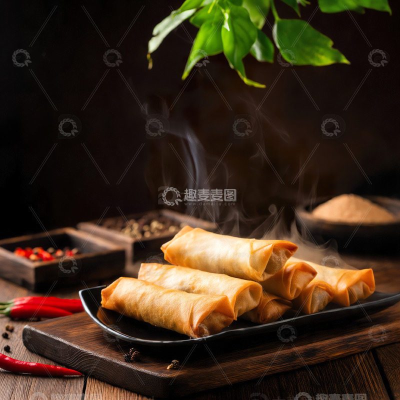 高清大图下载【趣麦麦图】美味春卷美食摄影素材1