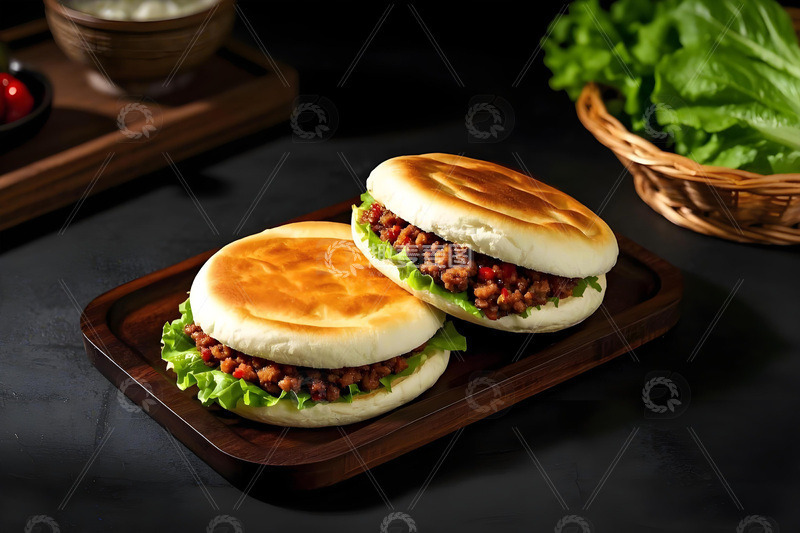 美食摄影肉夹馍摄影图