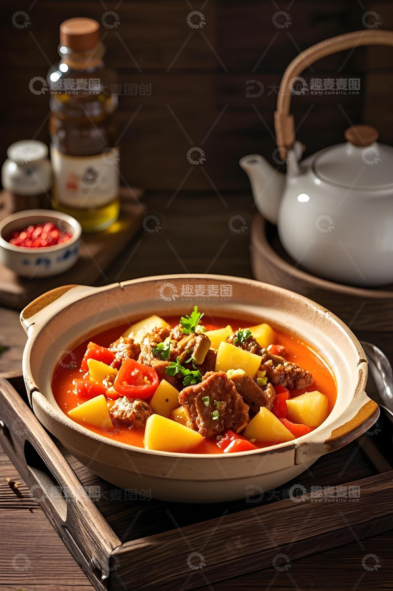 高清大图下载【趣麦麦图】番茄土豆炖排骨摄影图7