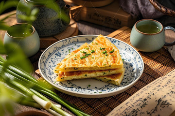 美食摄影葱花饼摄影图1