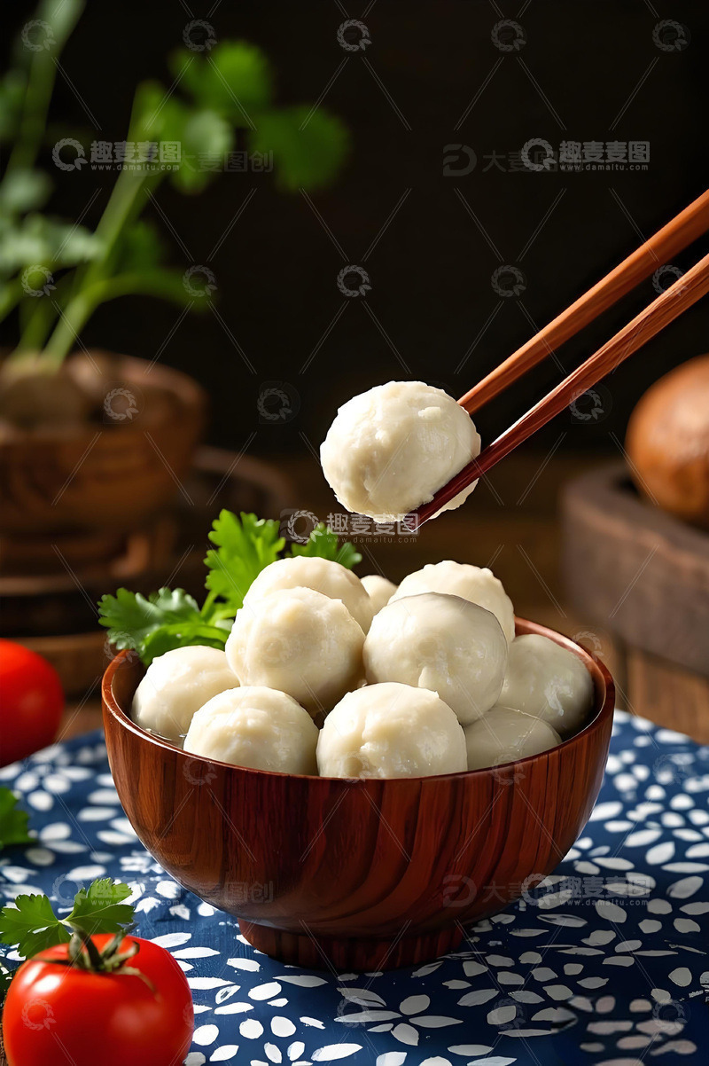 高清大图下载【趣麦麦图】美味鱼丸摄影图