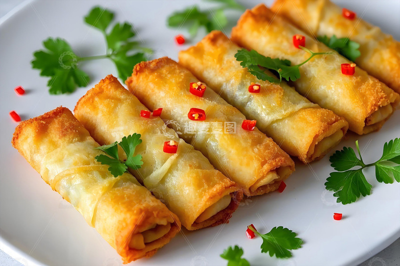高清大图下载【趣麦麦图】美食摄影炸春卷儿摄影图