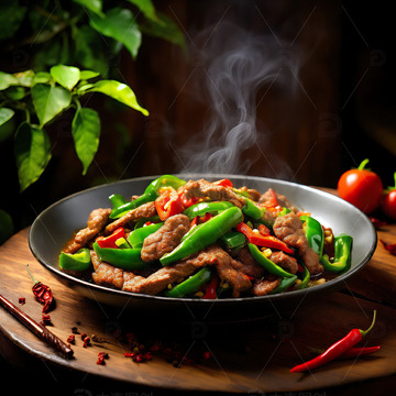 美味辣椒炒肉美食摄影素材
