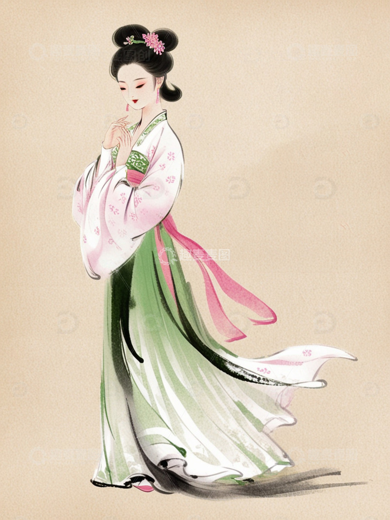 高清大图下载【趣麦麦图】-水墨古代美女人物8