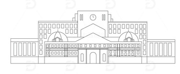 矢量学校建筑线稿