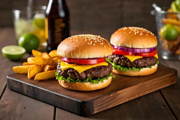 西餐美食汉堡薯条摄影图4