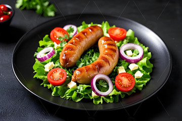 美食摄影烤香肠摄影图