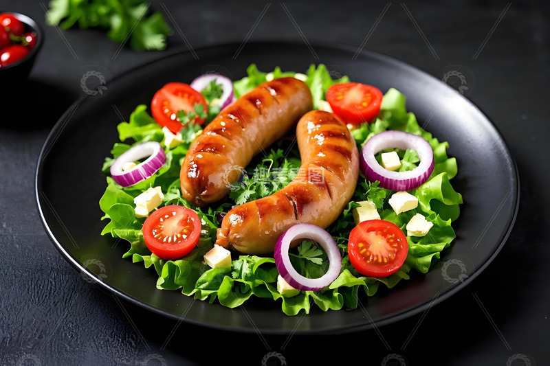 美食摄影烤香肠摄影图