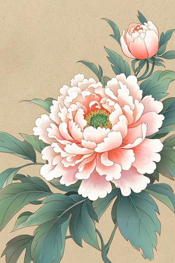 中国风国潮牡丹插画5