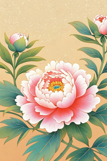 中国风国潮牡丹插画1