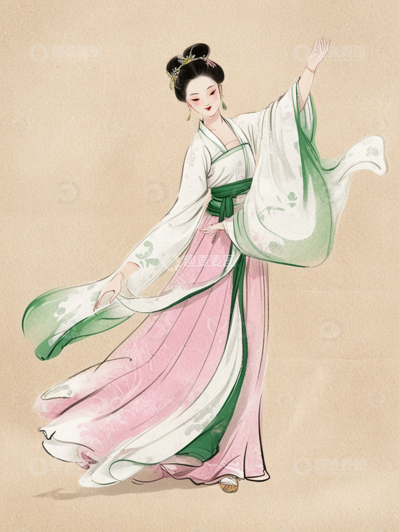 高清大图下载【趣麦麦图】-水墨古代美女人物6