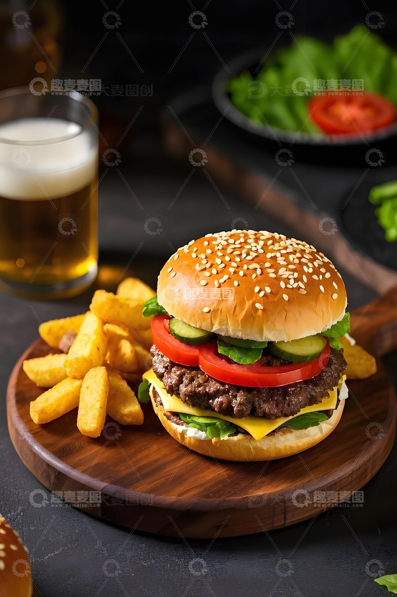 高清大图下载【趣麦麦图】西餐美食汉堡薯条摄影图3