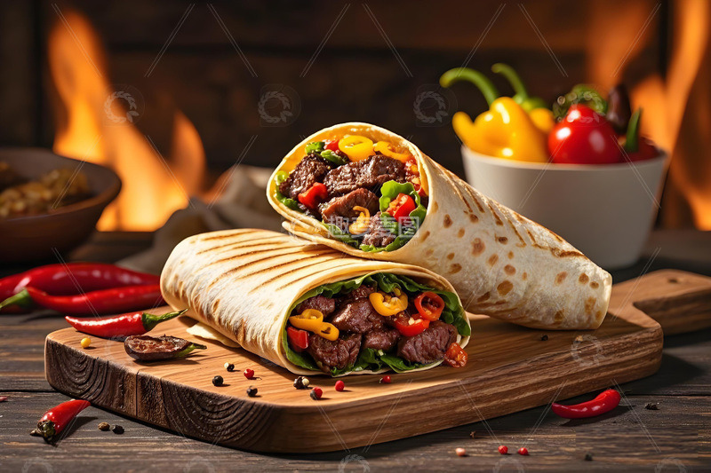 高清大图下载【趣麦麦图】美食摄影牛肉卷饼2