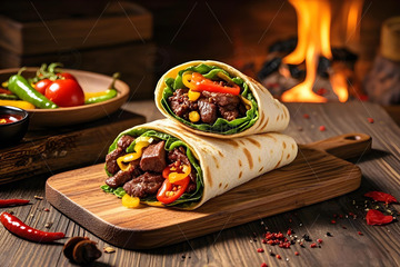 美食摄影牛肉卷饼