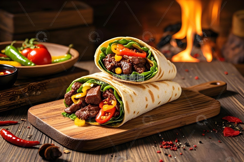 高清大图下载【趣麦麦图】美食摄影牛肉卷饼