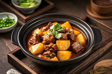 土豆烧牛腩美食摄影图1