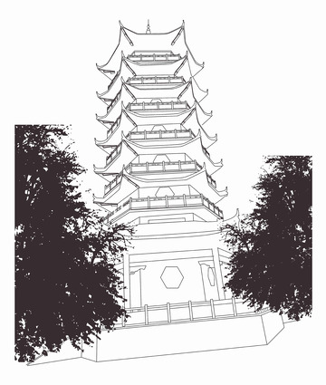 龍興寺宝塔线图