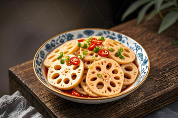 凉拌藕片美食摄影图