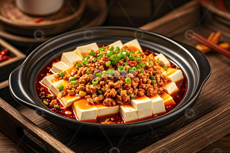 高清大图下载【趣麦麦图】美食摄影家常肉沫豆腐摄影图