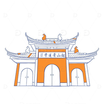 杭州临平区特色建筑景观超山青莲寺