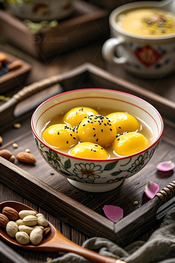 美食摄影大黄米元宵摄影图