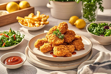 日式炸鸡美食摄影图