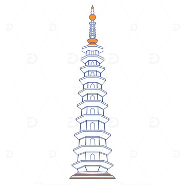 杭州上城区特色景点建筑白塔