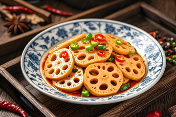 凉拌藕片美食摄影图1