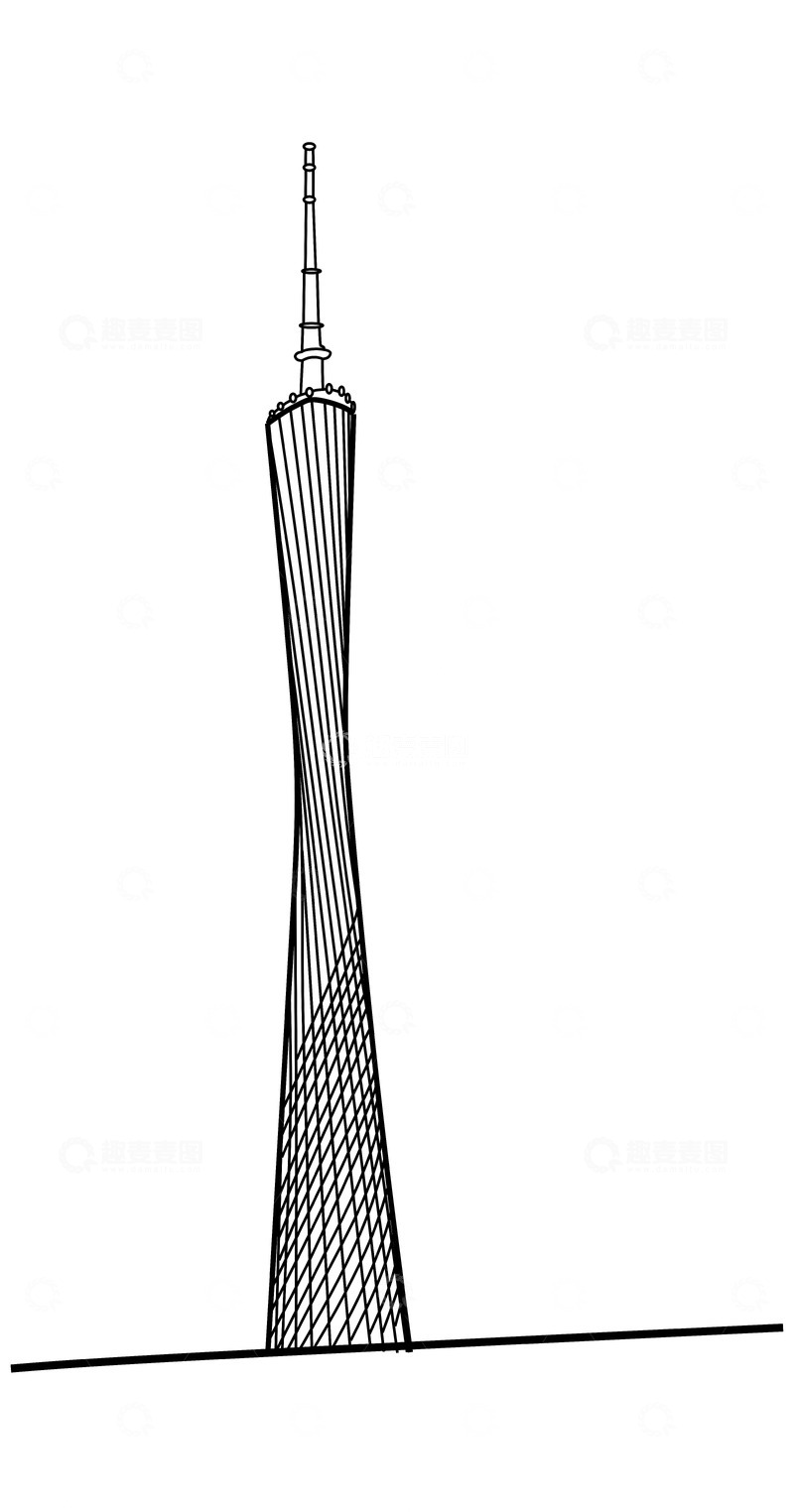 源文件下载【趣麦麦图】广州塔小蛮腰线图