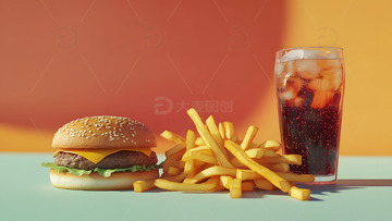 汉堡薯条可乐快餐摄影