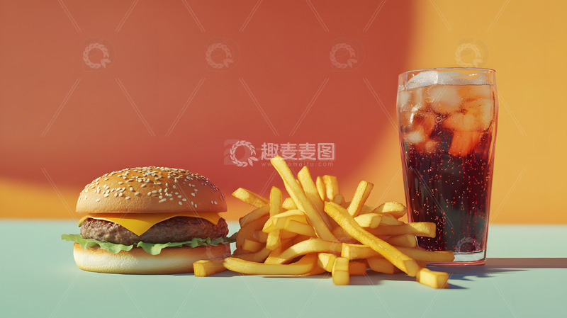 高清大图下载【趣麦麦图】汉堡薯条可乐快餐摄影