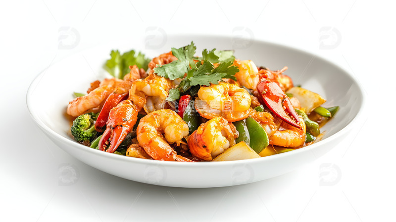 高清大图下载【趣麦麦图】麻辣炒虾美味美食