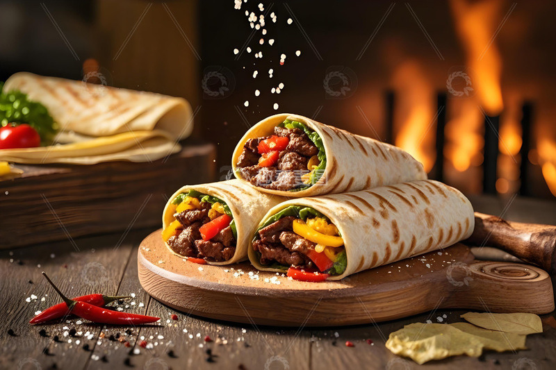 高清大图下载【趣麦麦图】美食摄影牛肉卷饼1