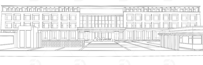 源文件下载【趣麦麦图】校园建筑线稿1