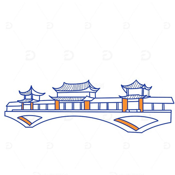 杭州临安区特色建筑银月廊桥