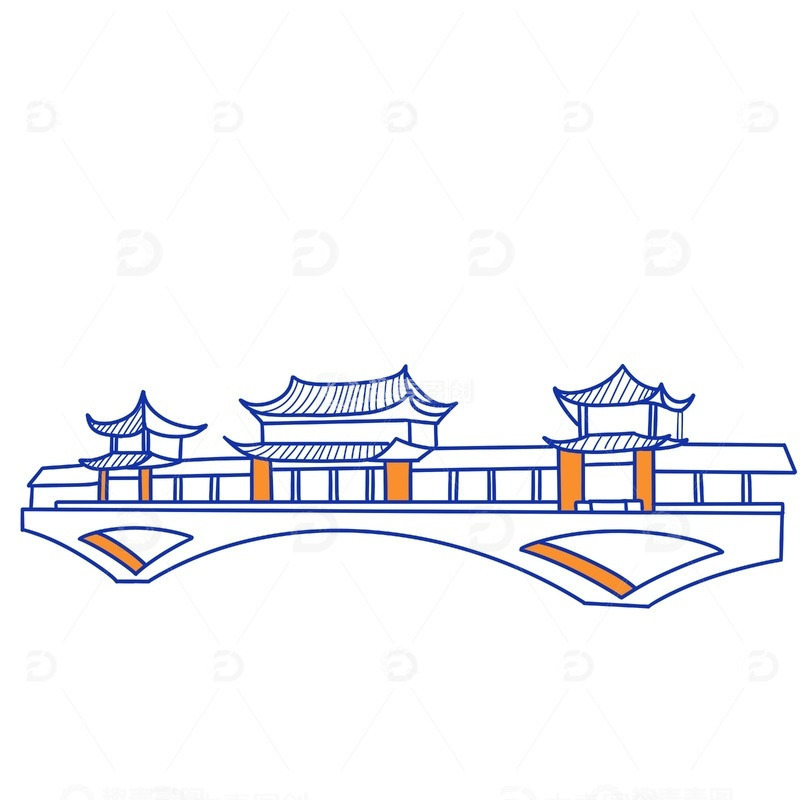 源文件下载【趣麦麦图】杭州临安区特色建筑银月廊桥