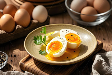 美味煮鸡蛋摄影图
