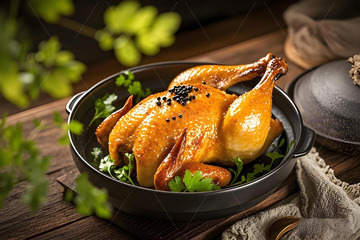 烤鸡美食摄影图1