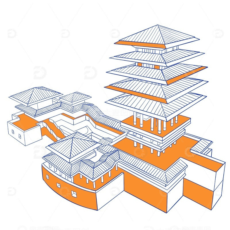 源文件下载【趣麦麦图】杭州临平区特色建筑东莱阁