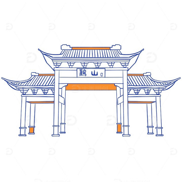 杭州富阳区特色建筑景点鹳山