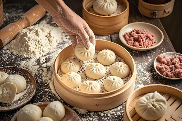 包子中式美食摄影图