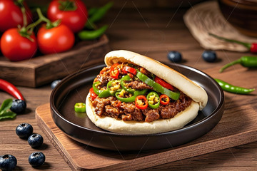 陕西美食肉夹馍摄影图