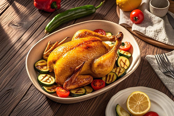 烤鸡美食摄影图