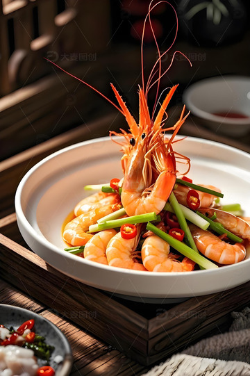 海鲜大虾美食摄影图1