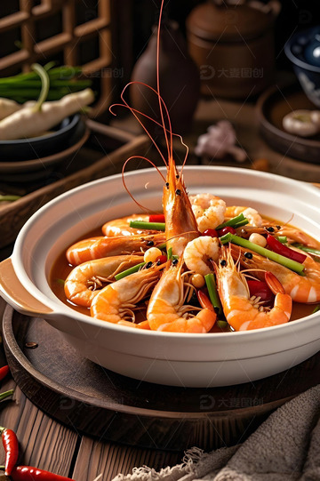 海鲜大虾美食摄影图