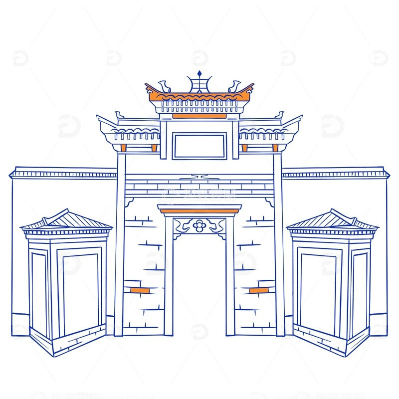 源文件下载【趣麦麦图】杭州富阳区特色建筑景点龙门古镇