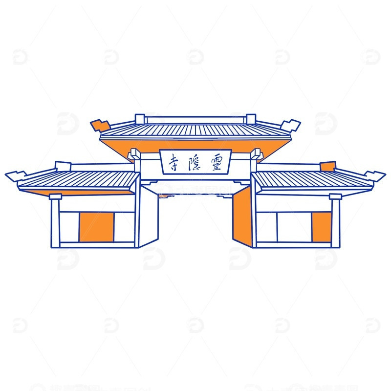 源文件下载【趣麦麦图】杭州西湖区特色建筑灵隐寺